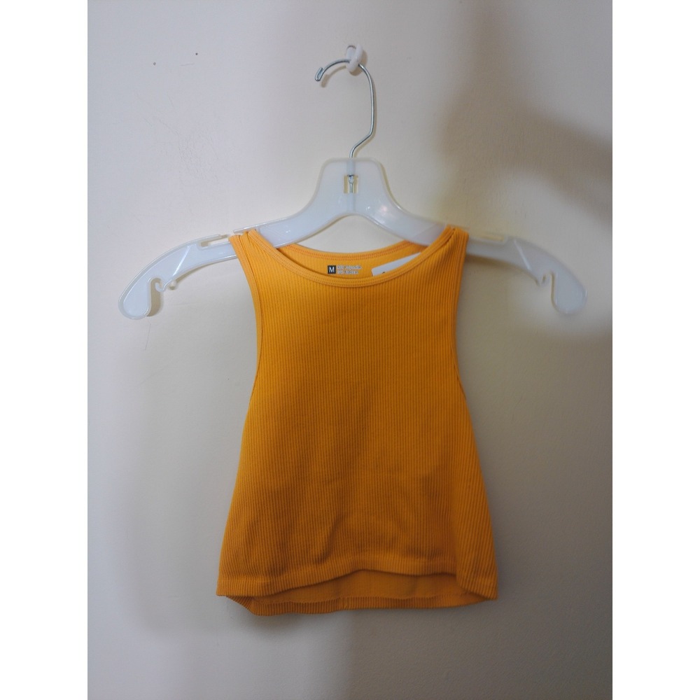 Unbranded Ribbed Crop Tank Top Womens M Orange Racerback Sporty Minimalist